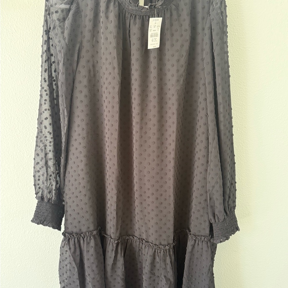 J. Crew Black Swiss Dot Tiered Dress